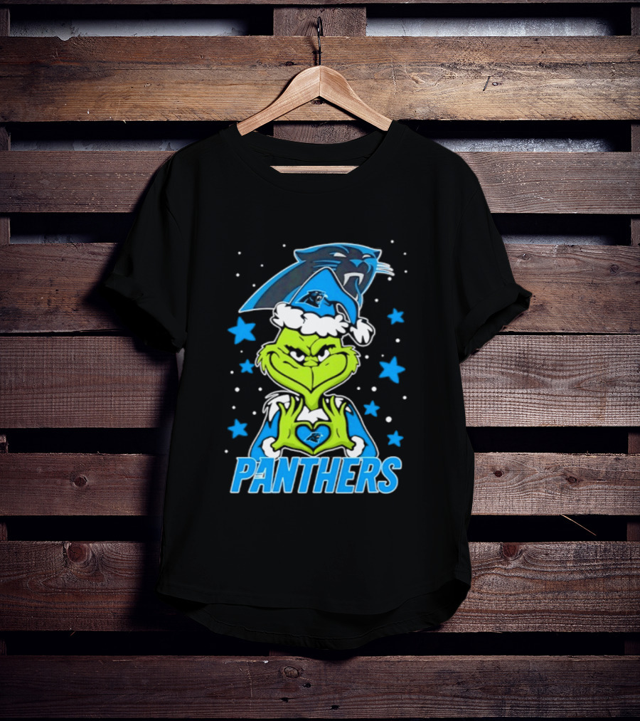 Carolina Panthers Grinch Love Hands Christmas 2026 Football Magic T-Shirt