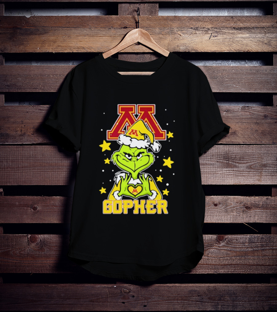 Minnesota Golden Gophers Santa Grinch Love Hands Christmas Football 2026 T-Shirt