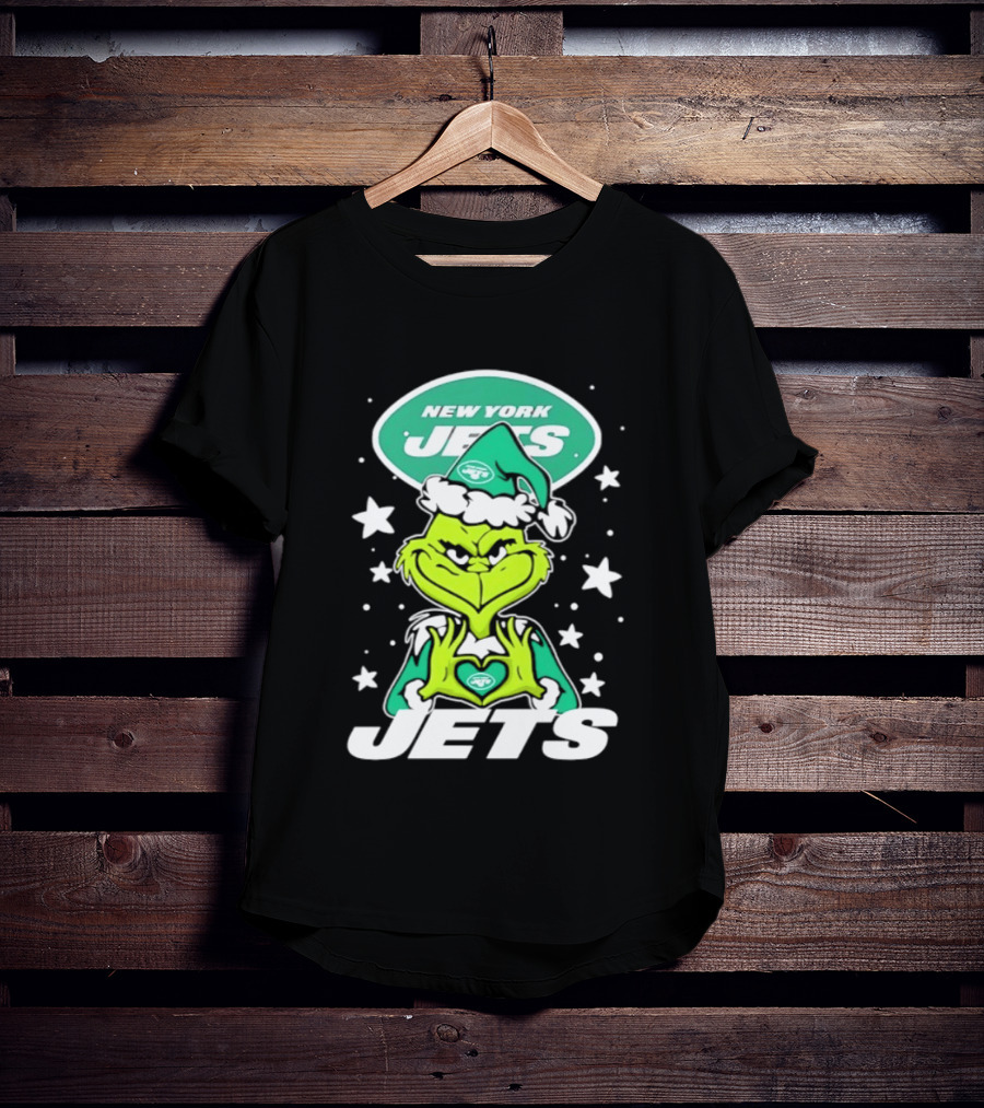 New York Jets Grinch Christmas 2026 Football Love Hands T-Shirt
