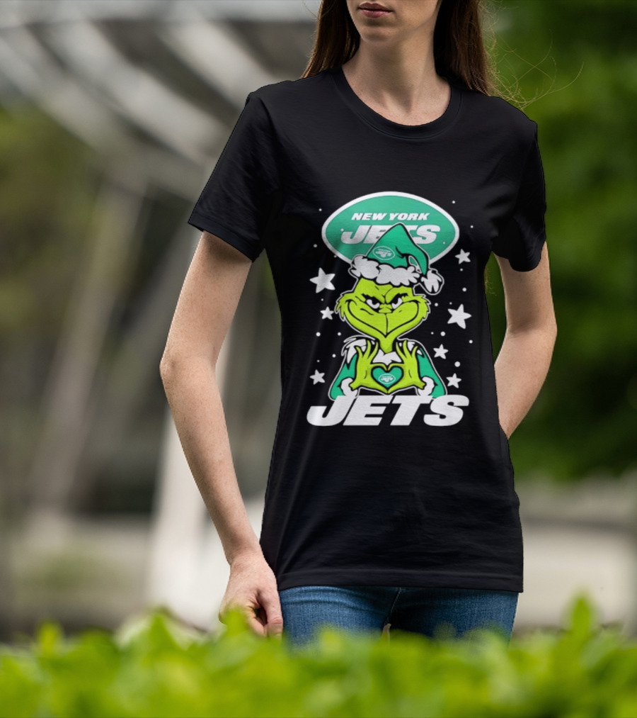 New York Jets Grinch Christmas 2026 Football Love Hands T-Shirt
