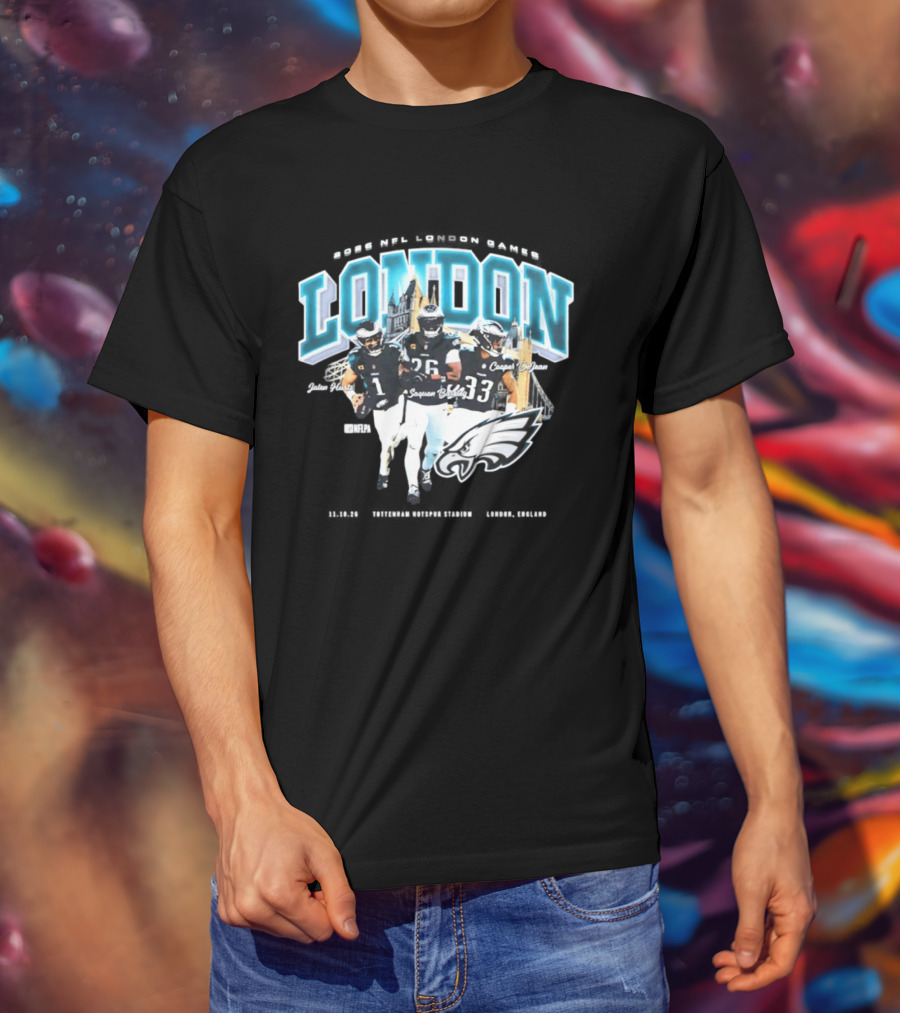 Philadelphia Eagles 2026 London International Games Saquon Barkley Jalen Hurts Eagles T-Shirt