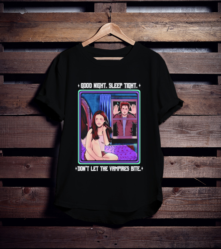 Good Night Sleep Tight Don't Let The Vampires Bite Twilight Bedroom Scene T-Shirt