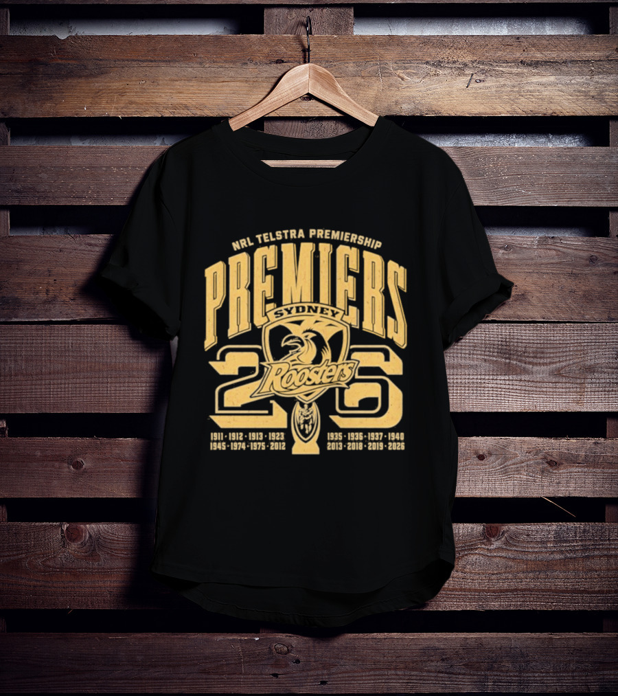NRL Telstra Premiership Sydney Roosters Premiers 2026 T-Shirt