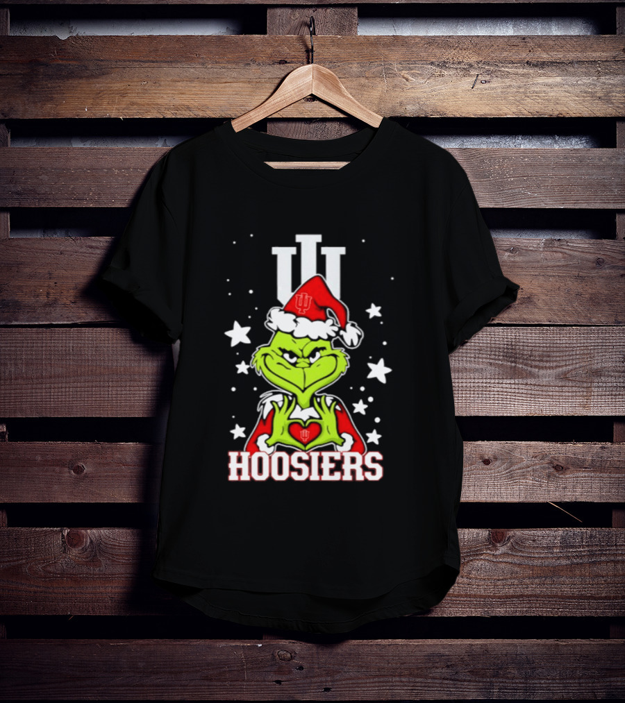 Indiana Hoosiers Grinch Christmas Love Hands 2026 Football T-Shirt