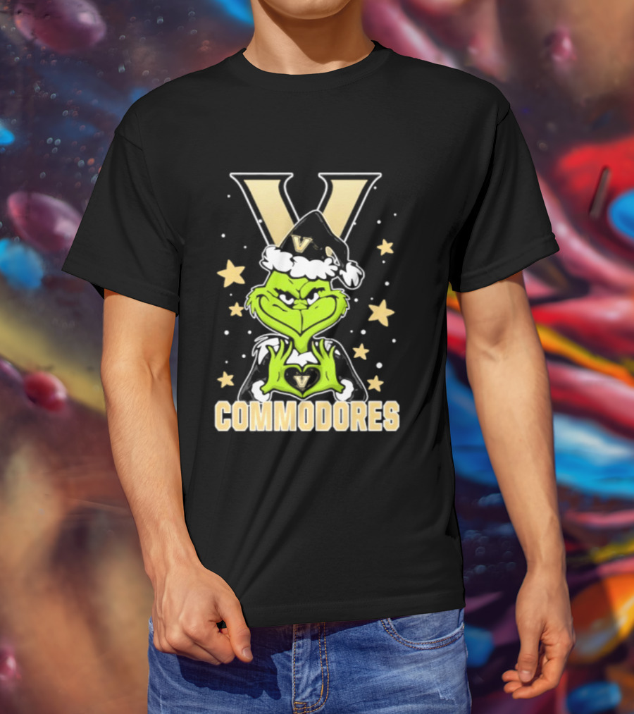 Vanderbilt Commodores Grinch Christmas Love Hands 2026 Football T-Shirt