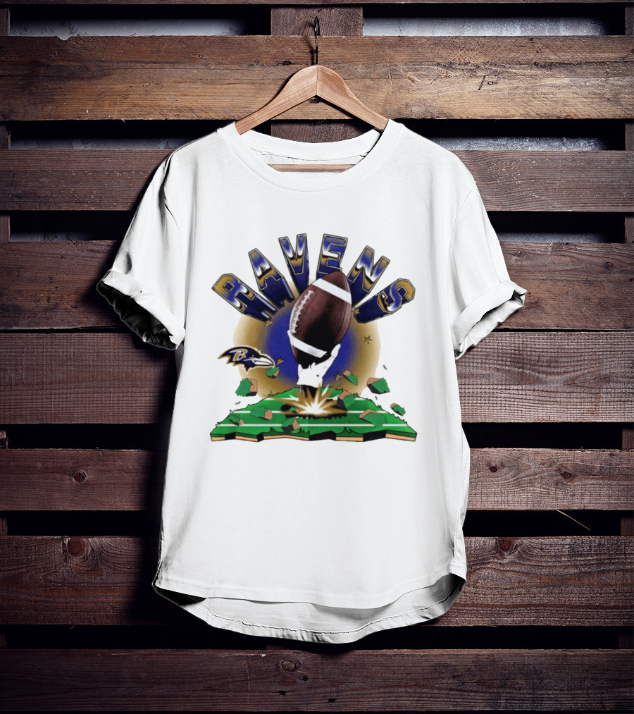 Ravens 2026 Explode Clubhouse Logo With Football And Hand Iconic Team T-Shirt