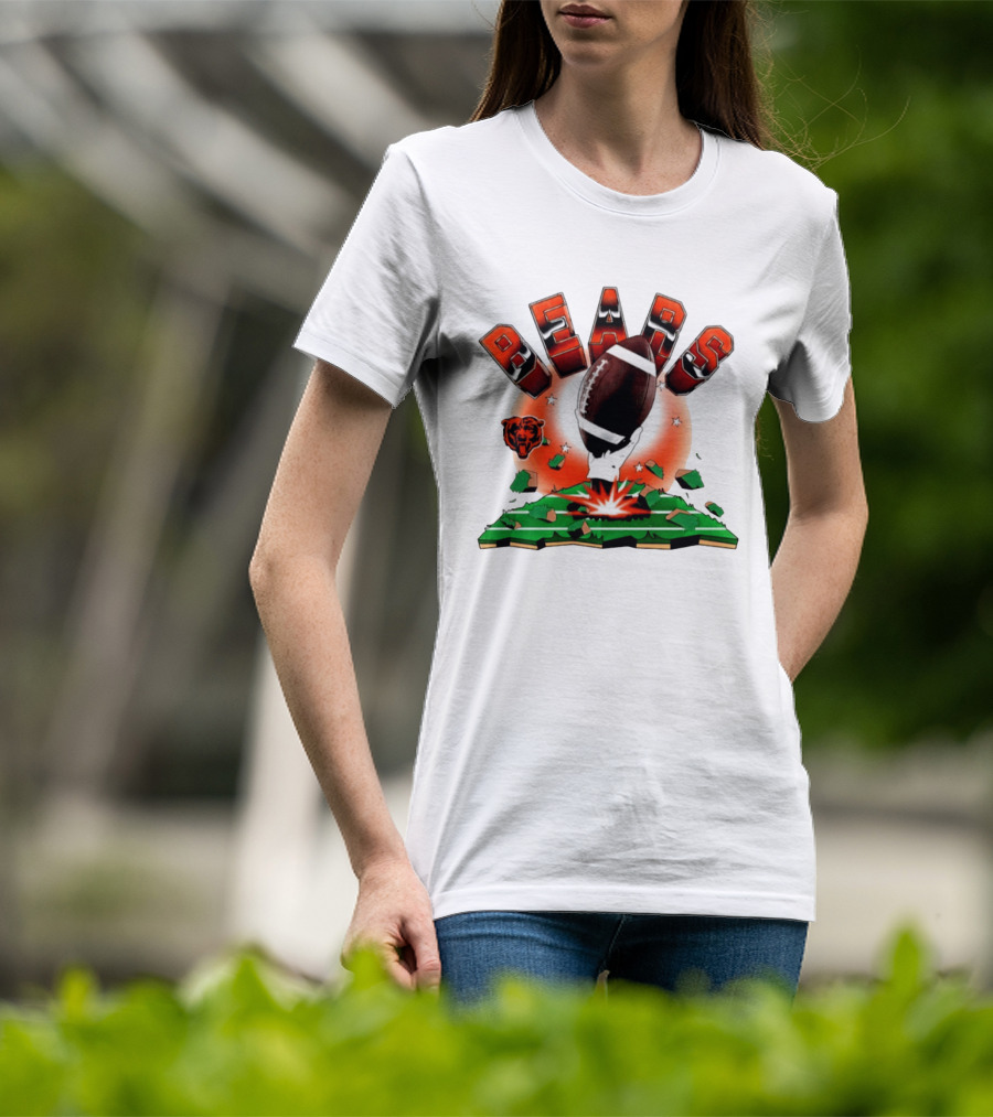 Chicago Bears 2026 Explode Clubhouse Football Logo Stars T-Shirt