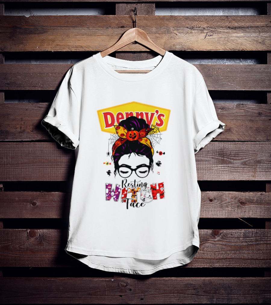 Denny's Resting Witch Face Halloween 2026 Pumpkin Headband And Web Glasses T-Shirt