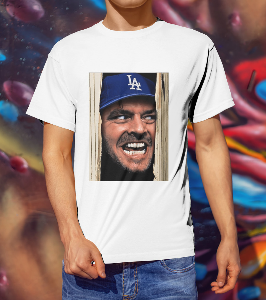 Jack Torrance LA Dodgers Hat Here's Johnny The Shining Baseball T-Shirt