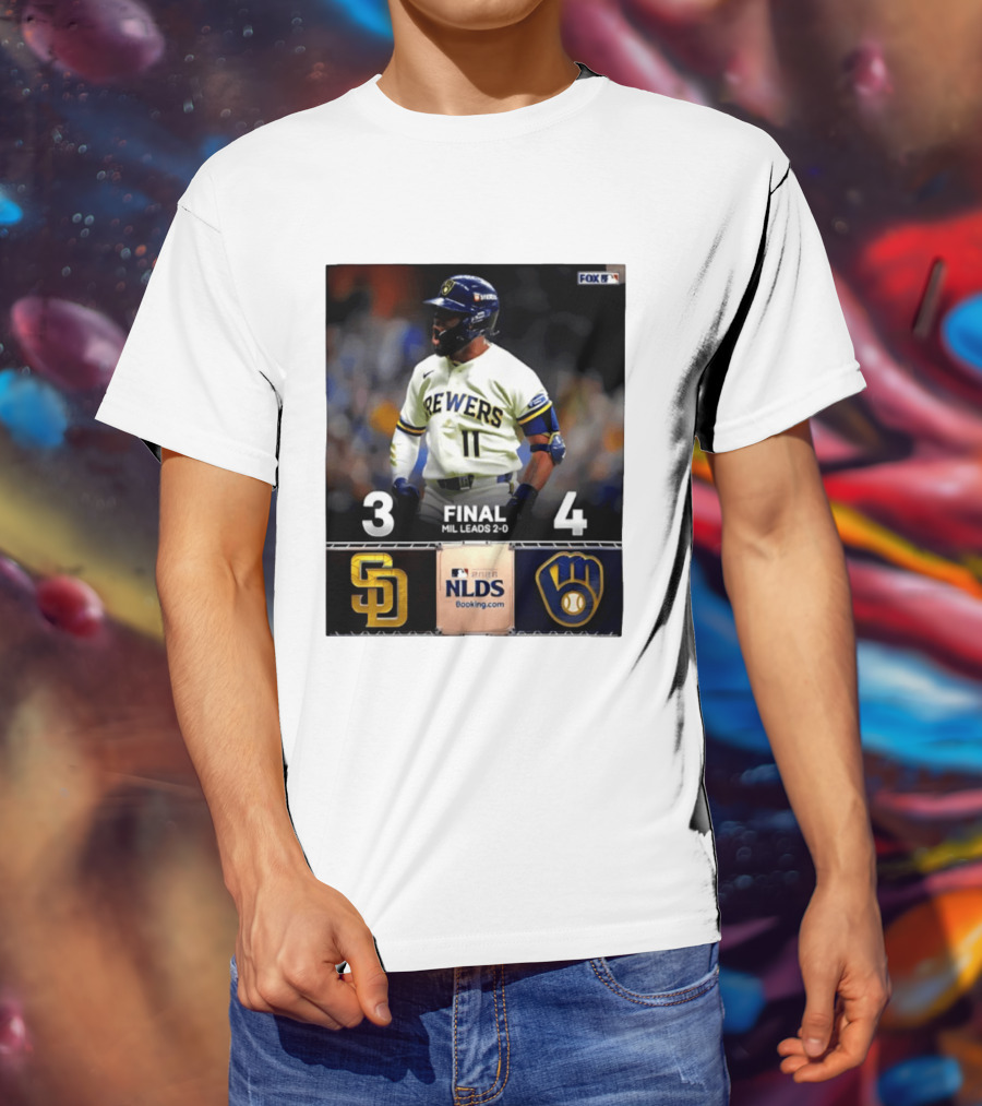 Milwaukee Brewers Vs San Diego Padres 4 3 Game 2 2026 NLDS Final Score MIL Leads 2 0 T-Shirt