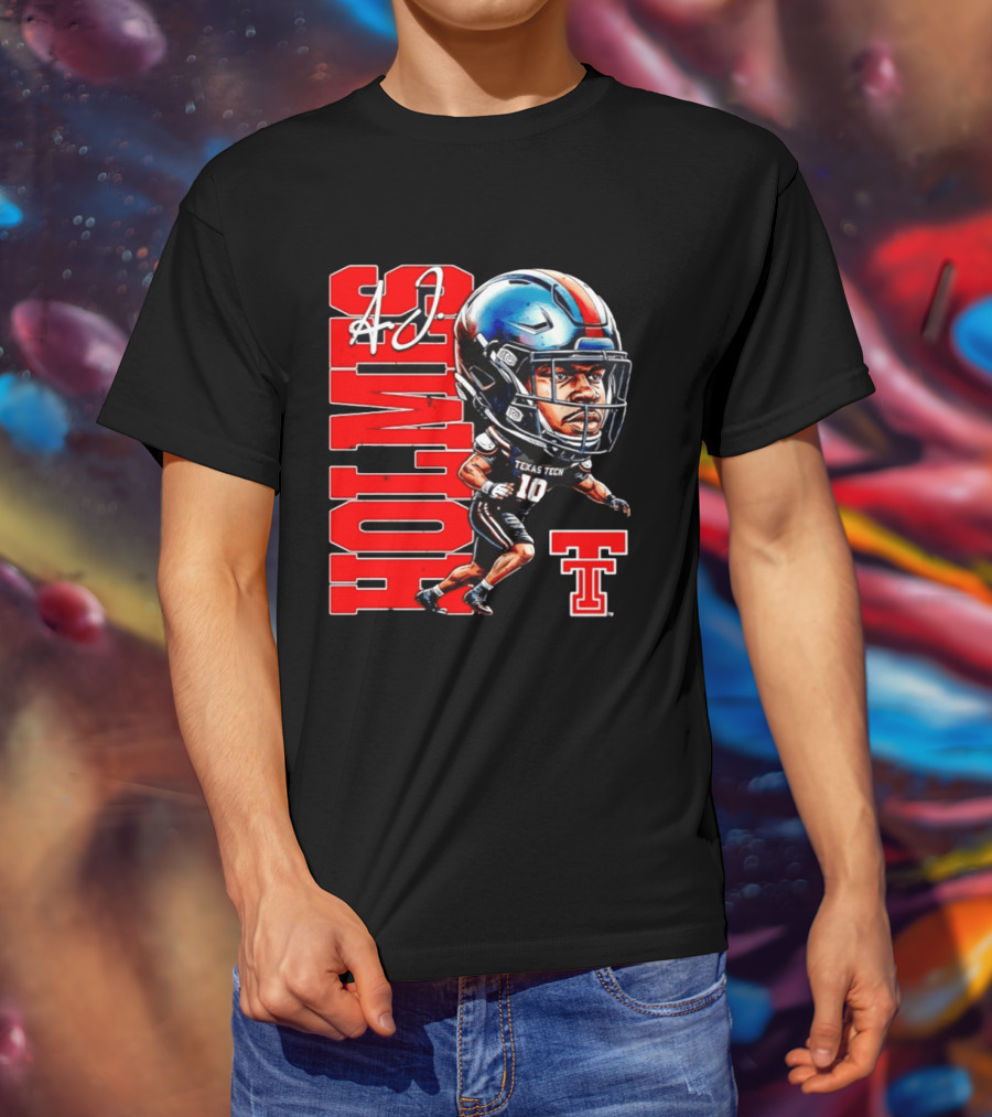 A.J. Holmes Jr Texas Tech Red Raiders Football FT NCAA Bobble Head T-Shirt