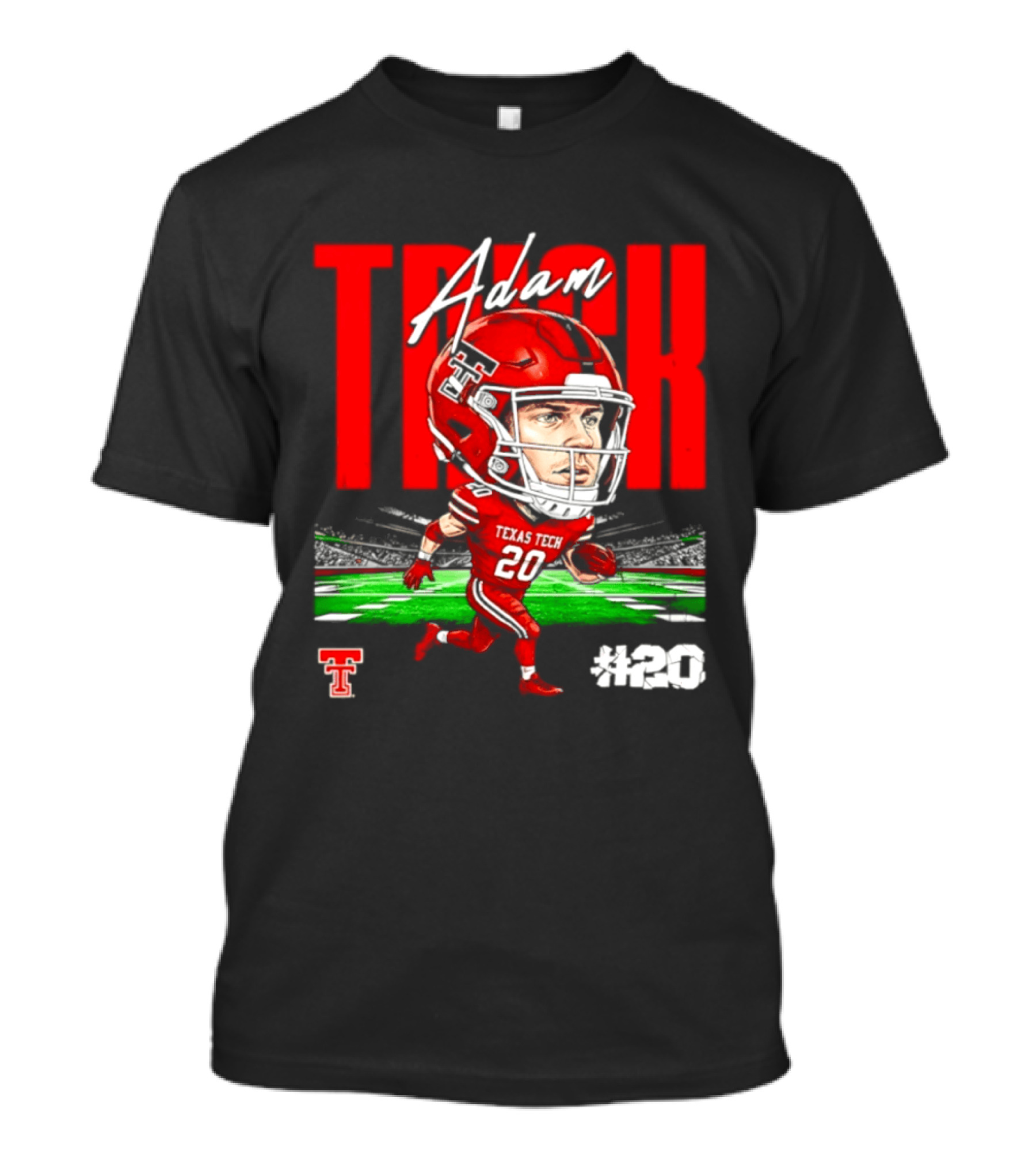 Adam Trick Texas Tech Red Raiders Football Caricature Stadium #20 T-Shirt