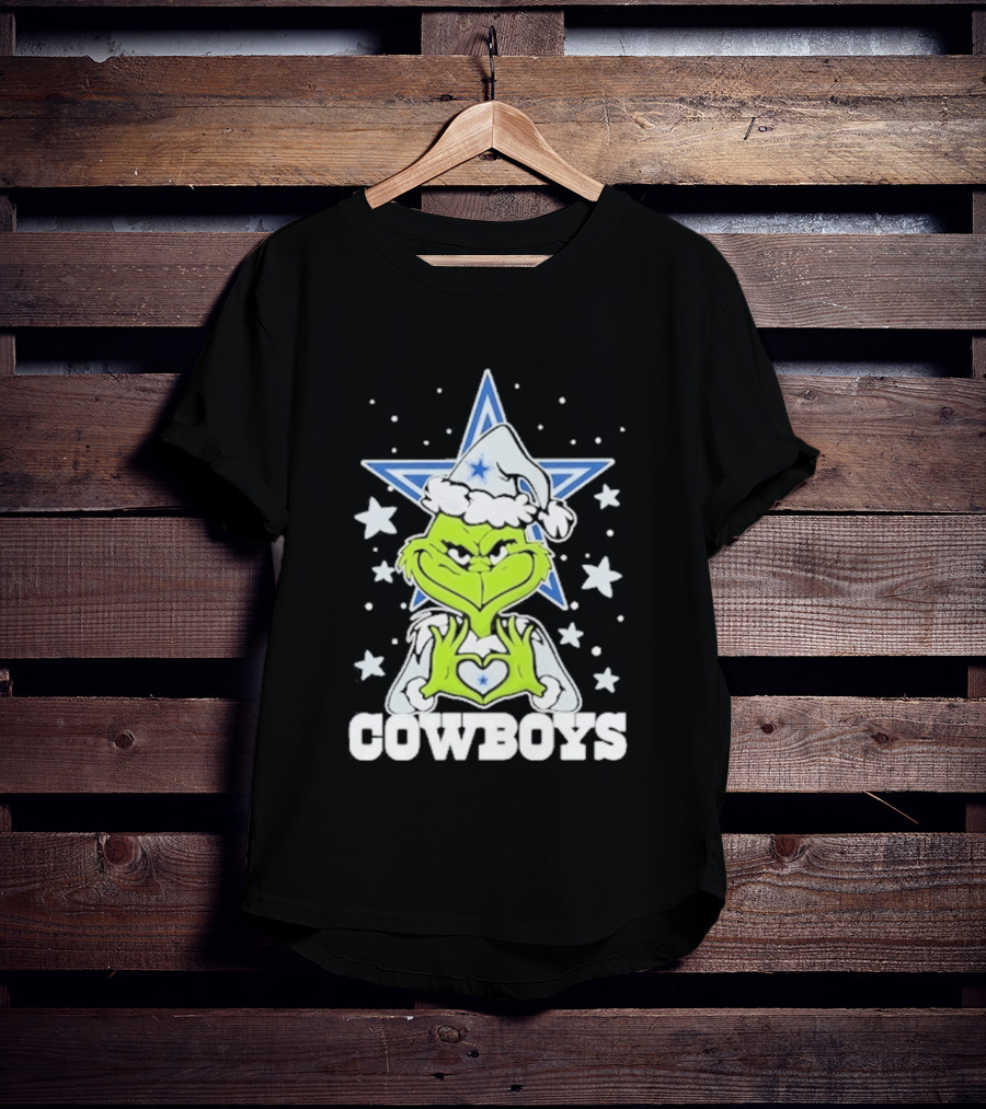 Dallas Cowboys Grinch Love Hands Christmas Star 2026 Football T-Shirt
