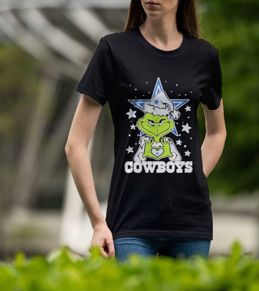 Dallas Cowboys Grinch Love Hands Christmas Star 2026 Football T-Shirt