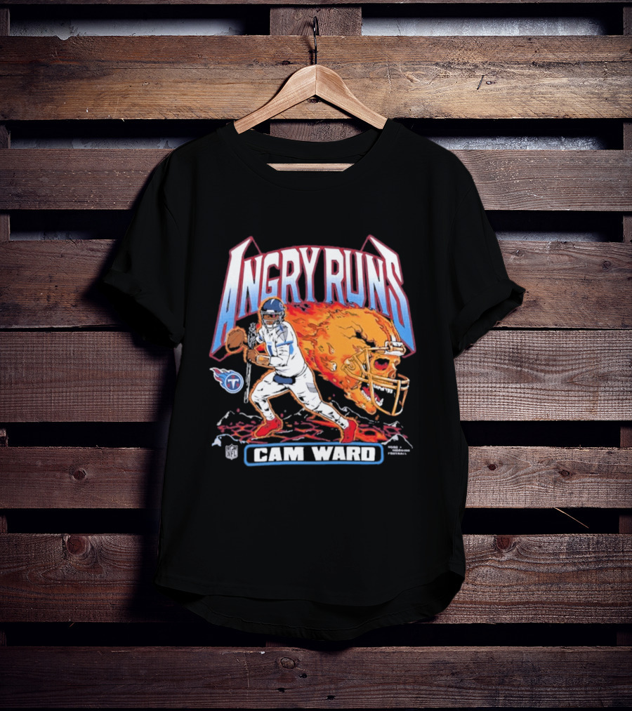 Angry Runs Cam Ward NFL Titan Flame Football Player T-Shirt
