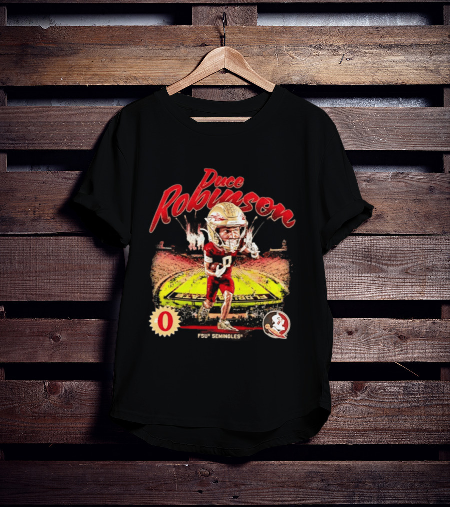 Duce Robinson Florida State Seminoles Football NCAA Stadium Caricature Number 0 T-Shirt
