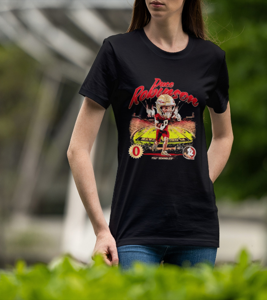Duce Robinson Florida State Seminoles Football NCAA Stadium Caricature Number 0 T-Shirt