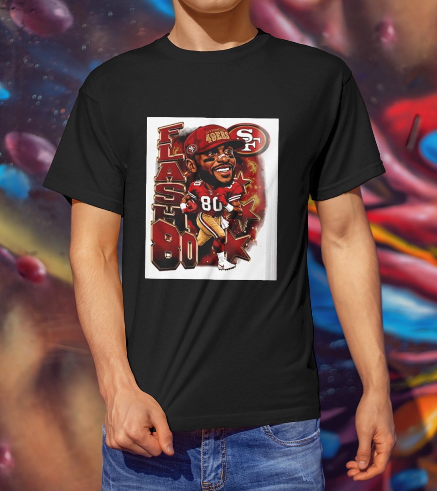 Flash Jerry Rice 80 San Francisco 49ers Caricature SF T-Shirt