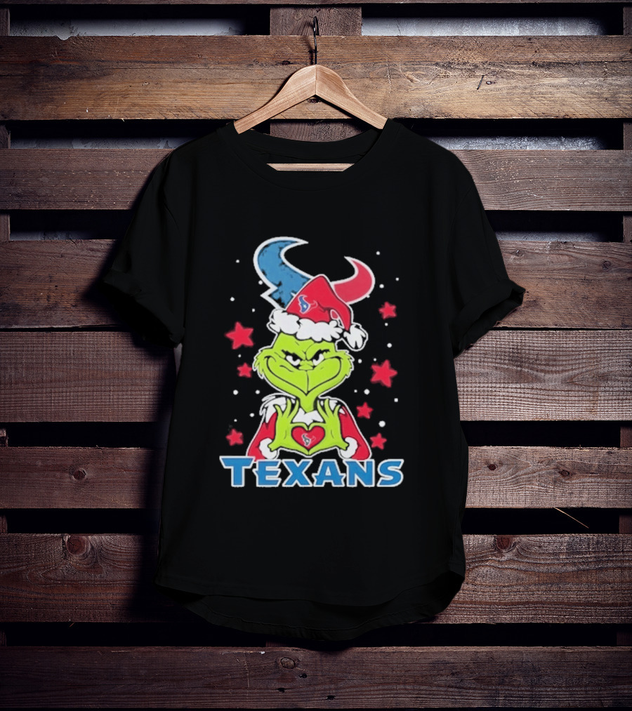 Houston Texans Grinch Love Hands Christmas Football 2026 T-Shirt