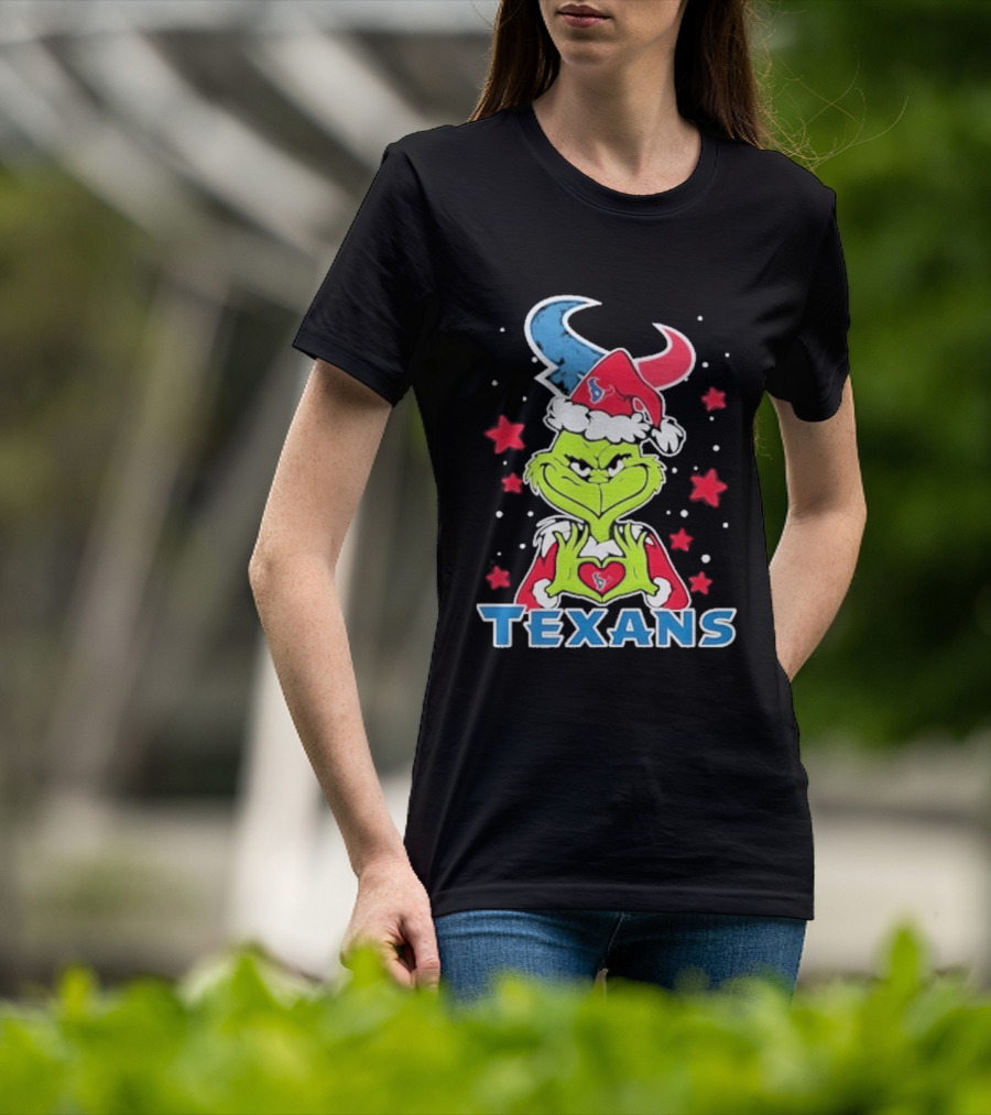 Houston Texans Grinch Love Hands Christmas Football 2026 T-Shirt