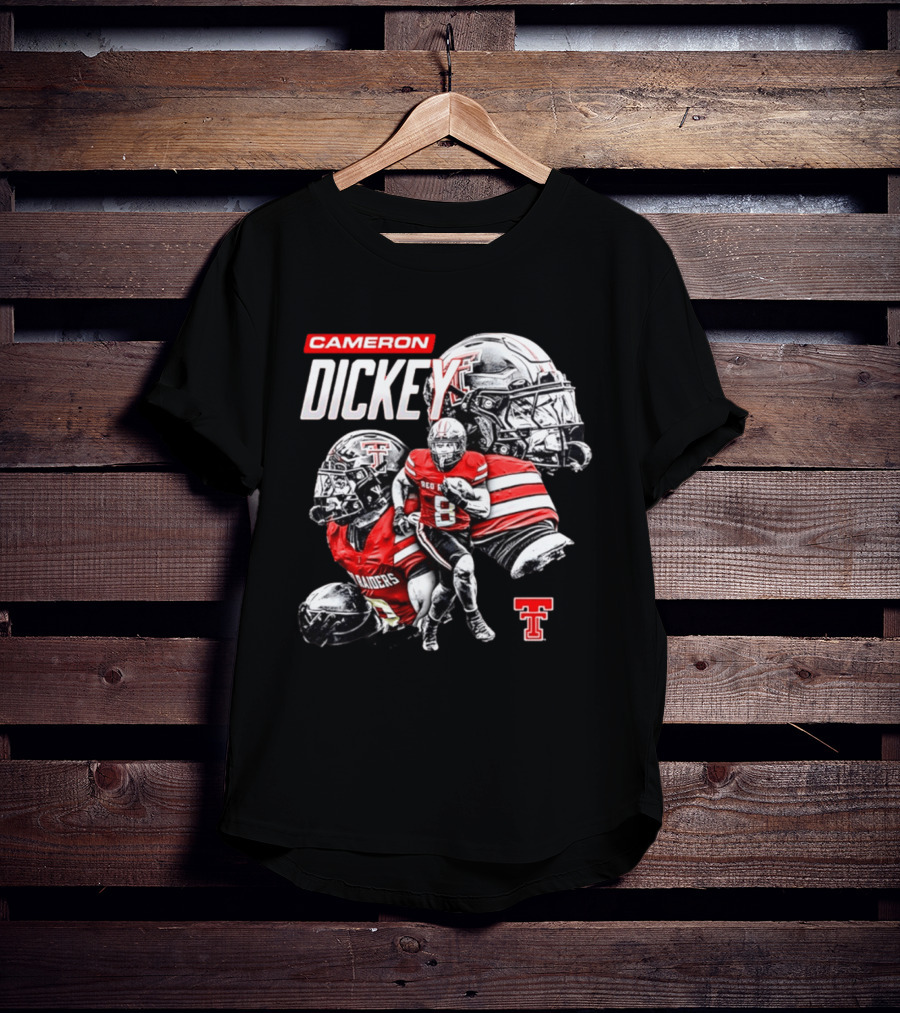 Cameron Dickey Texas Tech Red Raiders NCAA Football Player Collage T-Shirt