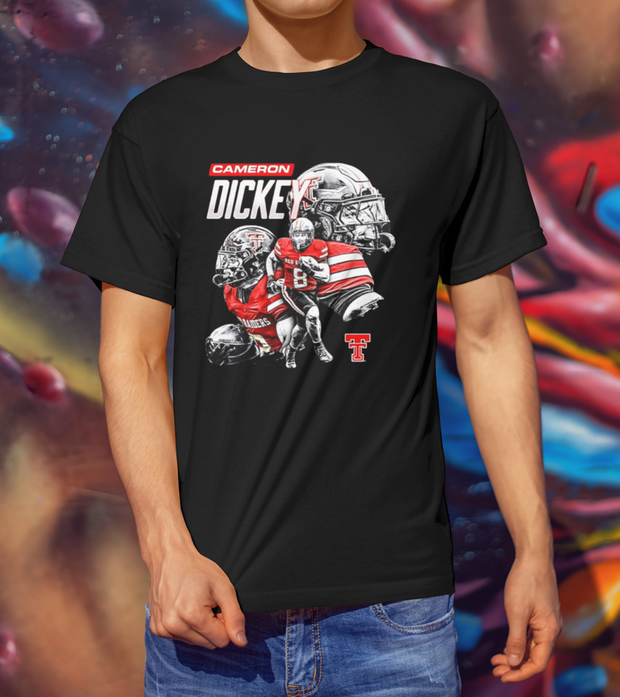 Cameron Dickey Texas Tech Red Raiders NCAA Football Player Collage T-Shirt