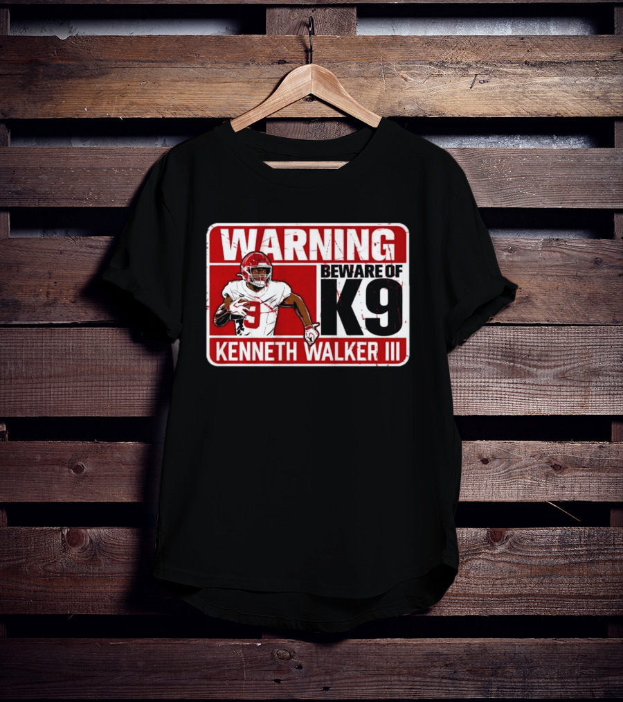 Kenneth Walker III Warning Beware Of K9 Football Player T-Shirt