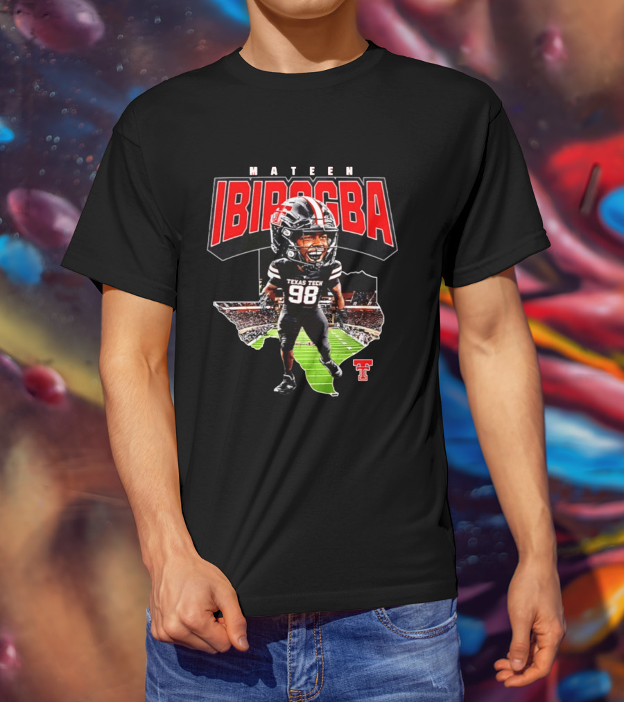 Mateen Ibirogba Texas Tech Red Raiders Football NCAA Caricature Stadium T-Shirt