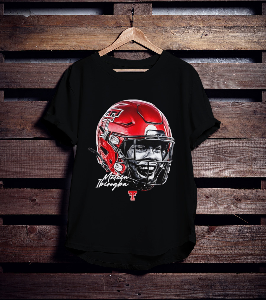 Mateen Ibirogba Texas Tech Red Raiders Football NCAA Game Face Helmet TTU T-Shirt