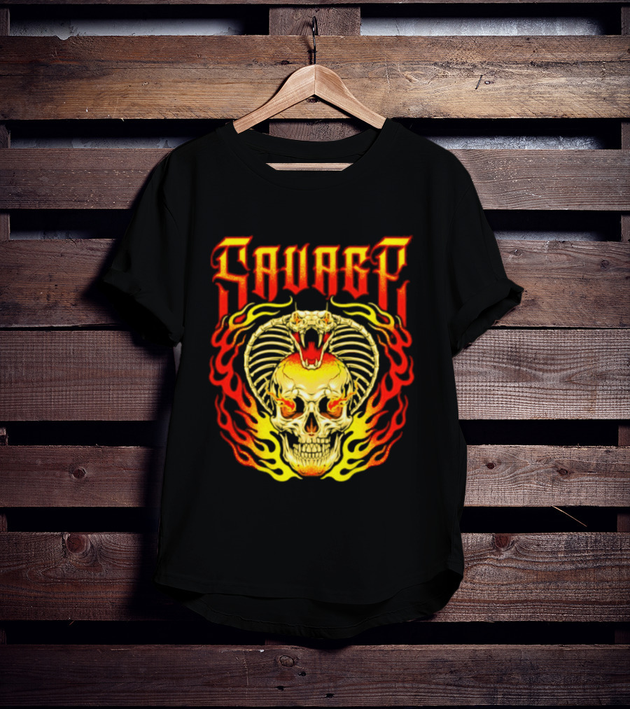 Savage Cobra Skull Fire Fusion Streetwear T-Shirt