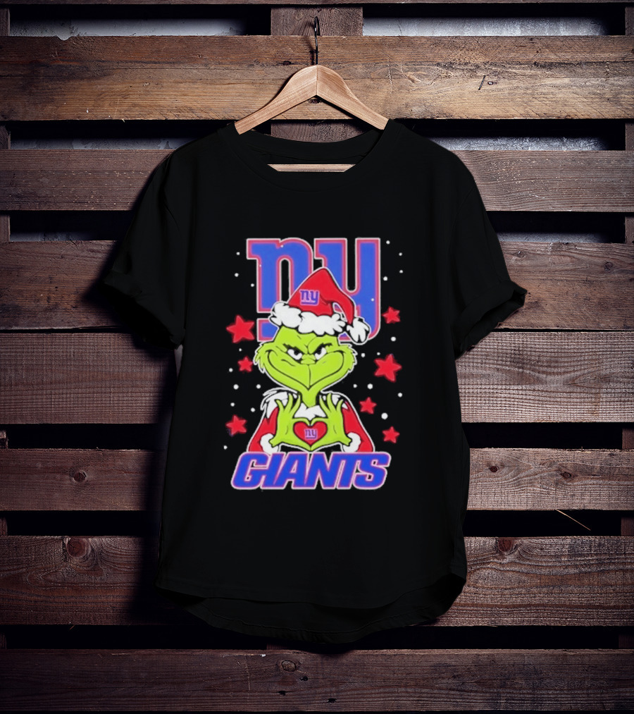 New York Giants Grinch Christmas Love Hands 2026 Football T-Shirt