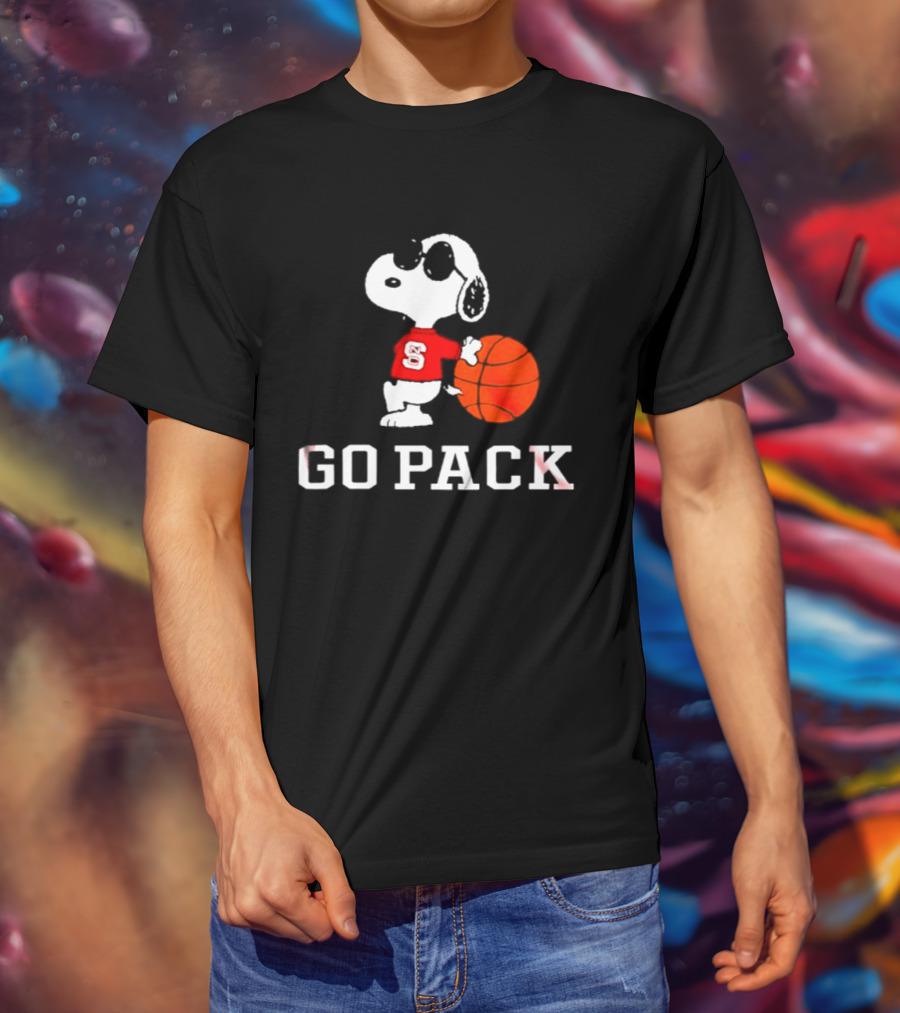 Snoopy NC State Wolfpack Basketball Go Pack T-Shirt
