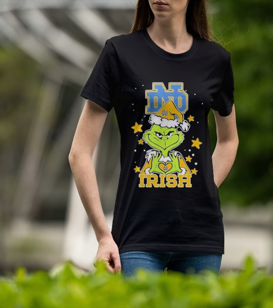 Notre Dame Fighting Irish Grinch Love Hands Christmas 2026 Football T-Shirt