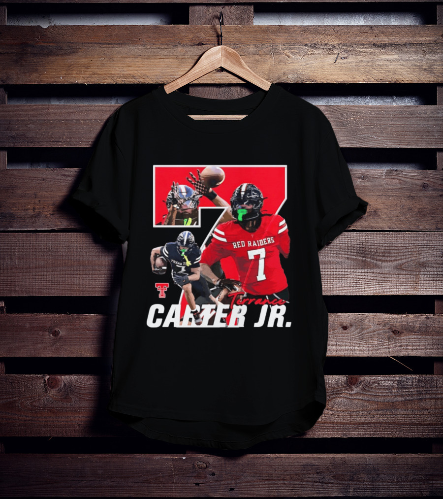 Terrance Carter Jr Red Raiders Texas Tech Football Player Collage NCAA Number 7 T-Shirt