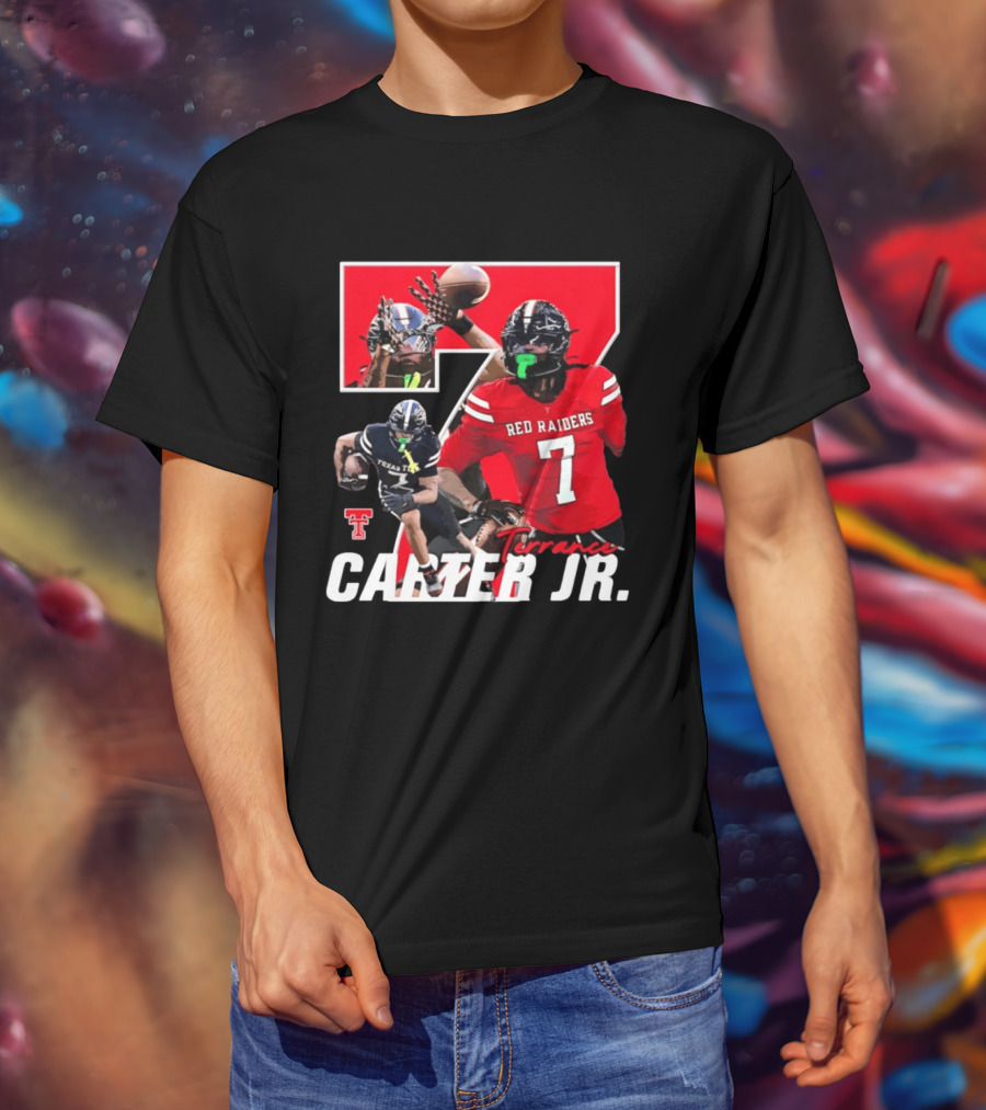 Terrance Carter Jr Red Raiders Texas Tech Football Player Collage NCAA Number 7 T-Shirt