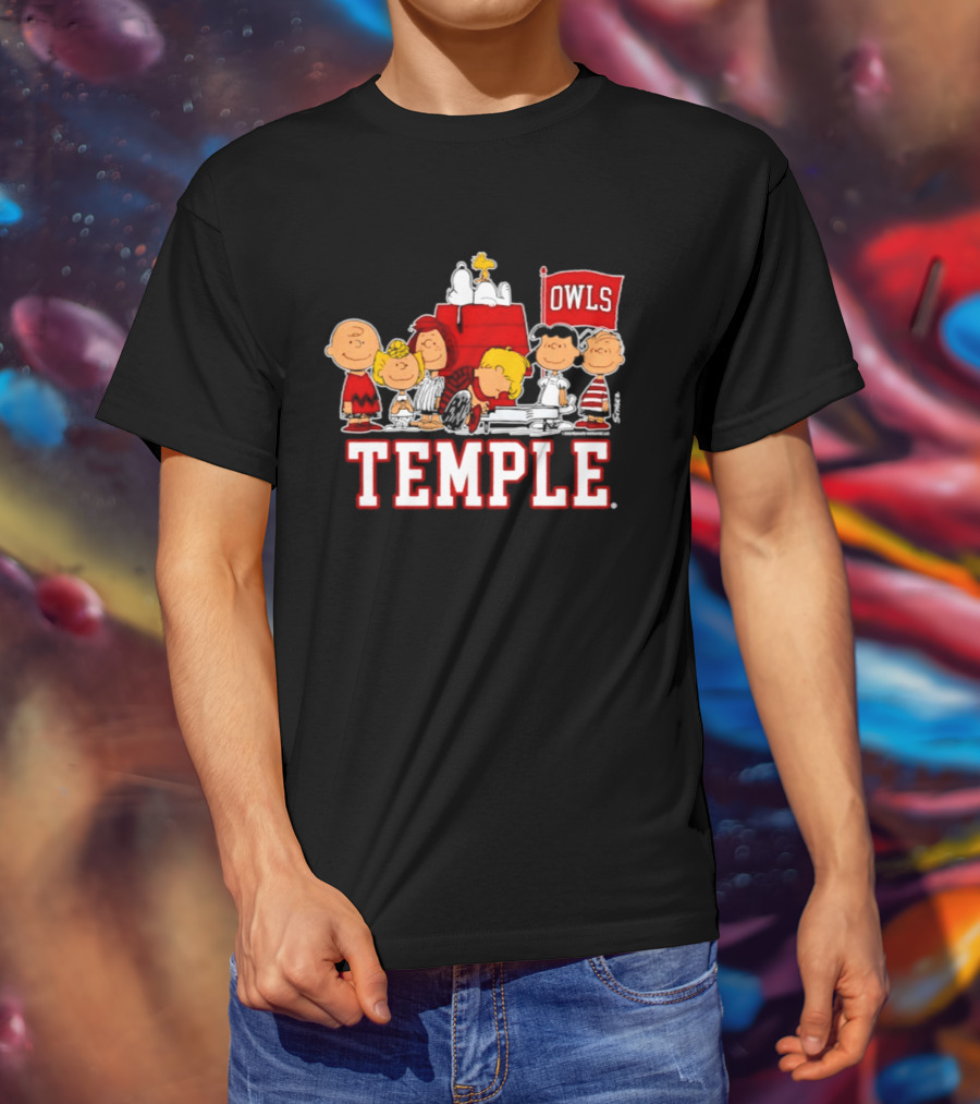 Peanuts Snoopy Temple Owls Football Lucy Charlie Brown Woodstock T-Shirt