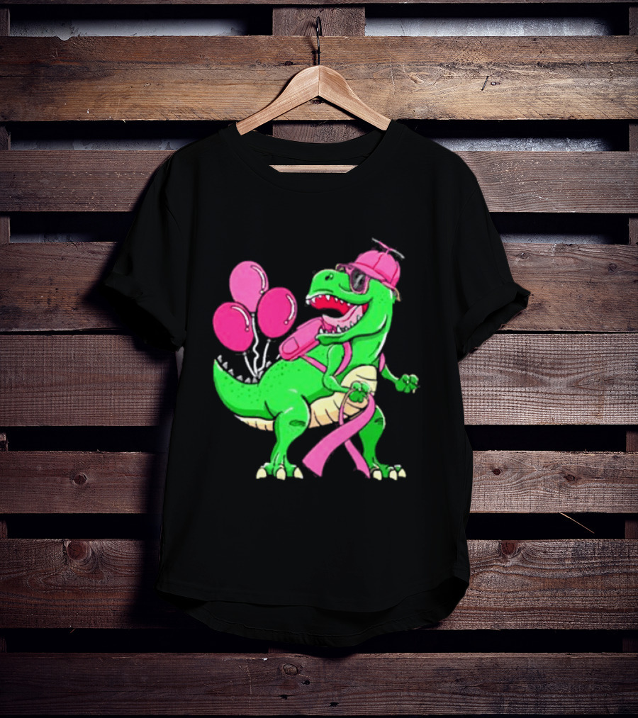 T Rex Party With Pink Balloons And Ribbon Accessories T-Shirt