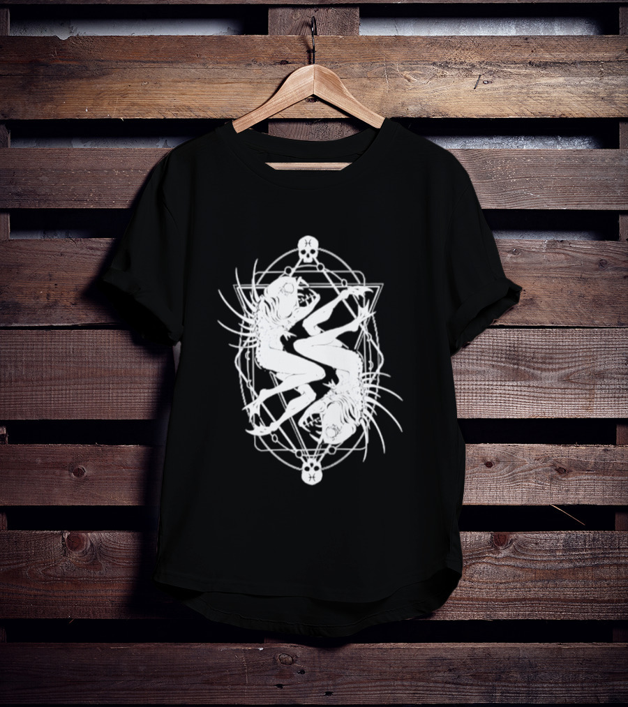 Pisces Zodiac Skull Fish Astrology Gothic Symbolism T-Shirt