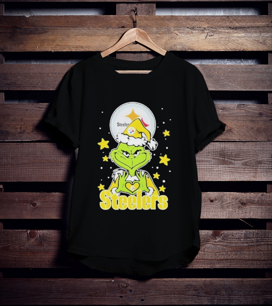Pittsburgh Steelers Grinch Christmas Love Hands 2026 Football T-Shirt