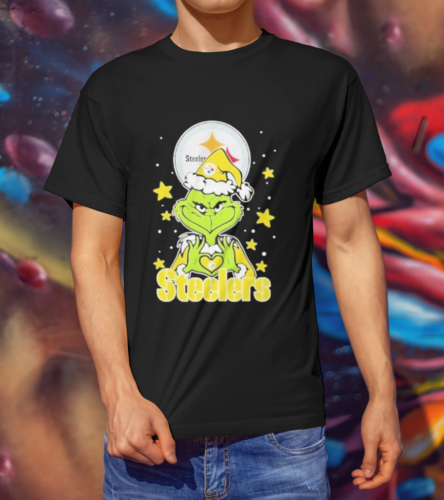 Pittsburgh Steelers Grinch Christmas Love Hands 2026 Football T-Shirt