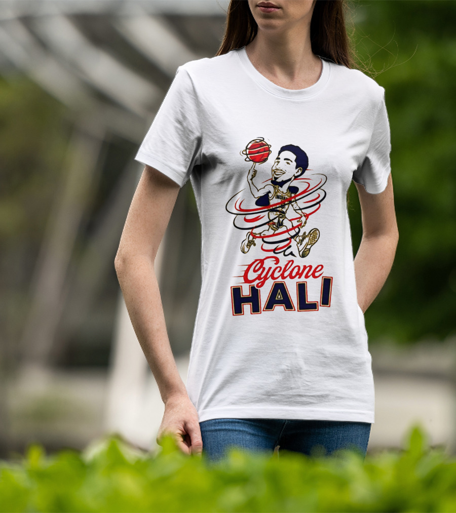 2026 Cyclone Hali Basketball Illustration Red Gold T-Shirt