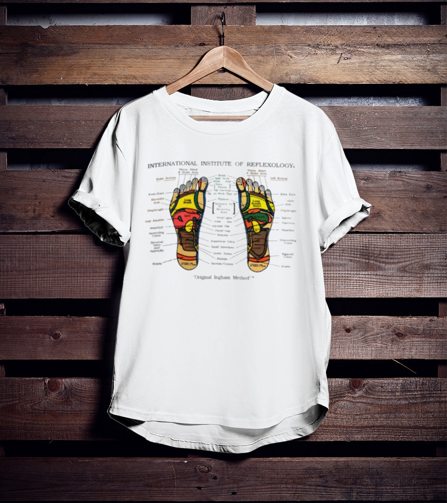 International Institute Of Reflexology Original Ingham Method Foot Chart Detailed Reflex Points Mapping T-Shirt