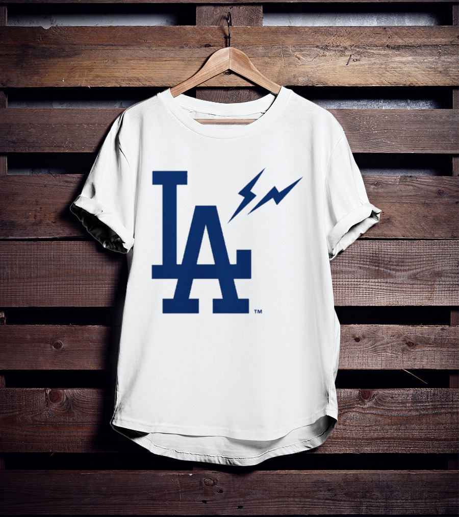 Los Angeles Dodgers Fragment Collaboration LA Thunder Lightning Bolt T-Shirt