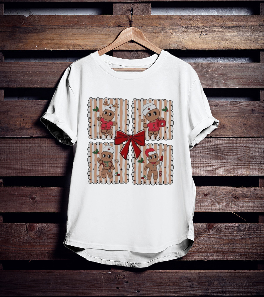 Preppy Nurse Gingerbread Christmas Holiday Medical T-Shirt