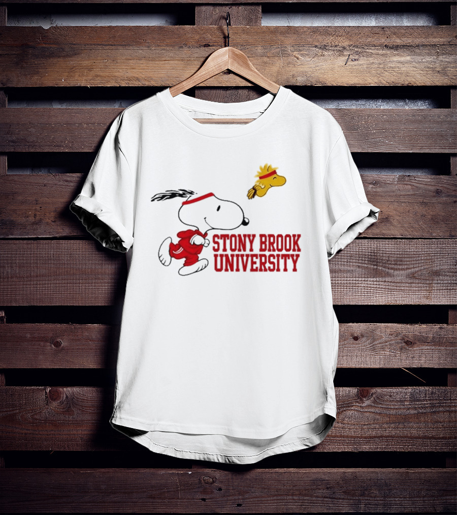 Snoopy And Woodstock Running Stony Brook University T-Shirt