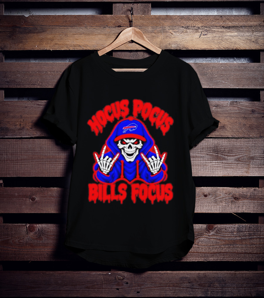 Hocus Pocus Bills Focus Buffalo Bills Skull Skeleton Fan T-Shirt