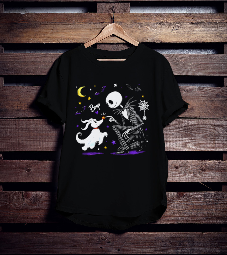 Jack Skellington Zero Dog Boop Halloween 2026 Moon Bats Stars T-Shirt