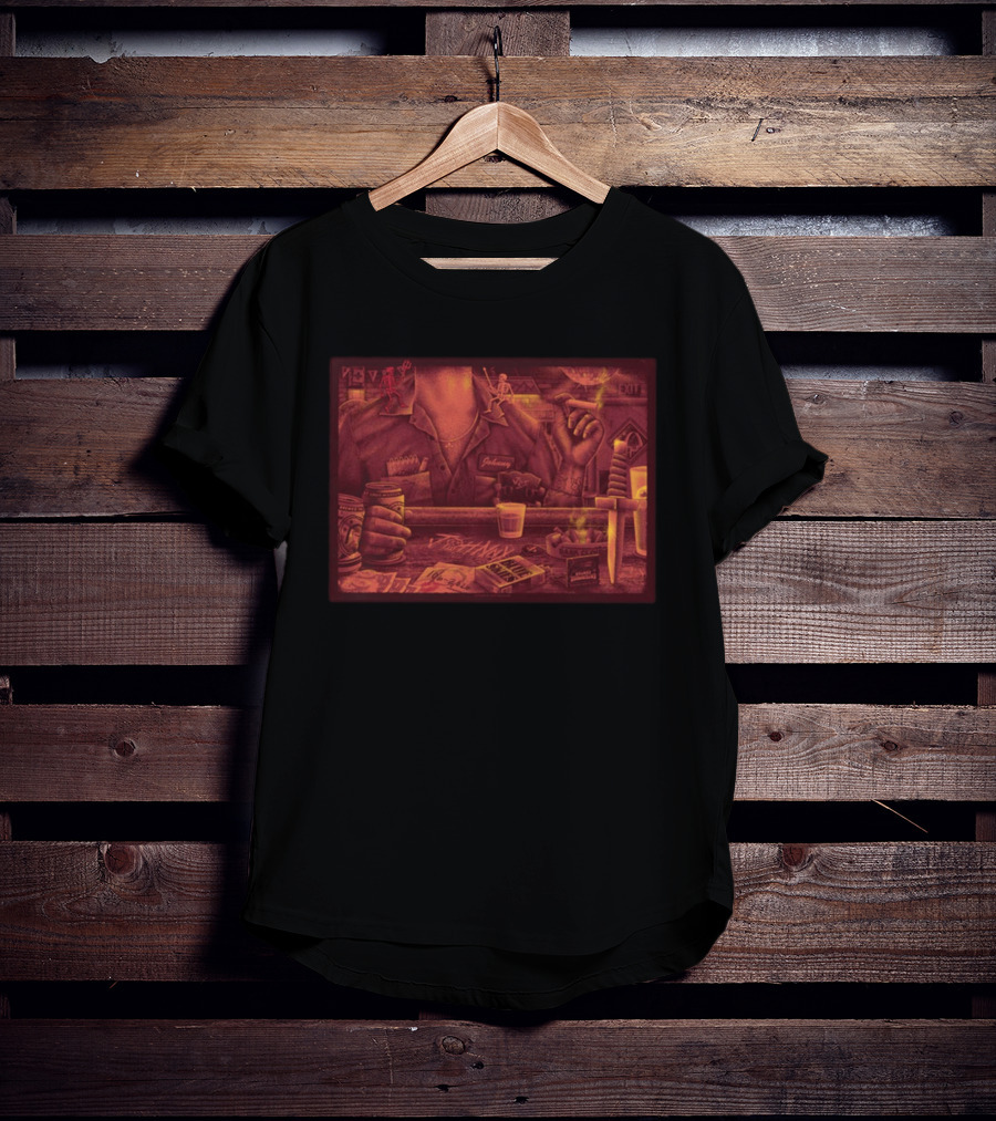 Johnny Blue Skies Dark Clouds Enterprise Center Oct 6 2026 Poker Whiskey Skeletons Dagger Smoky Bar Scene T-Shirt