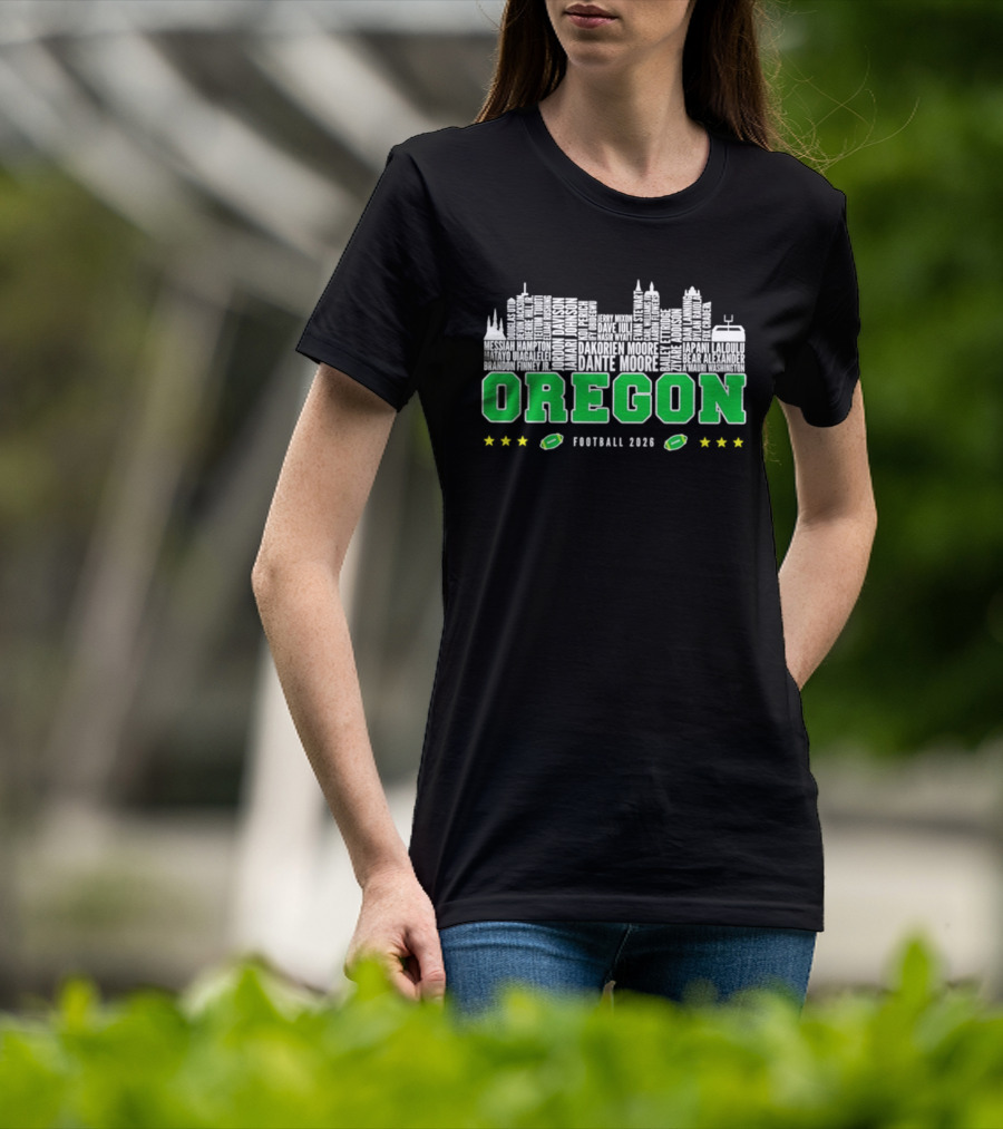 Oregon Ducks Football 2026 City Skyline Stars Helmets T-Shirt