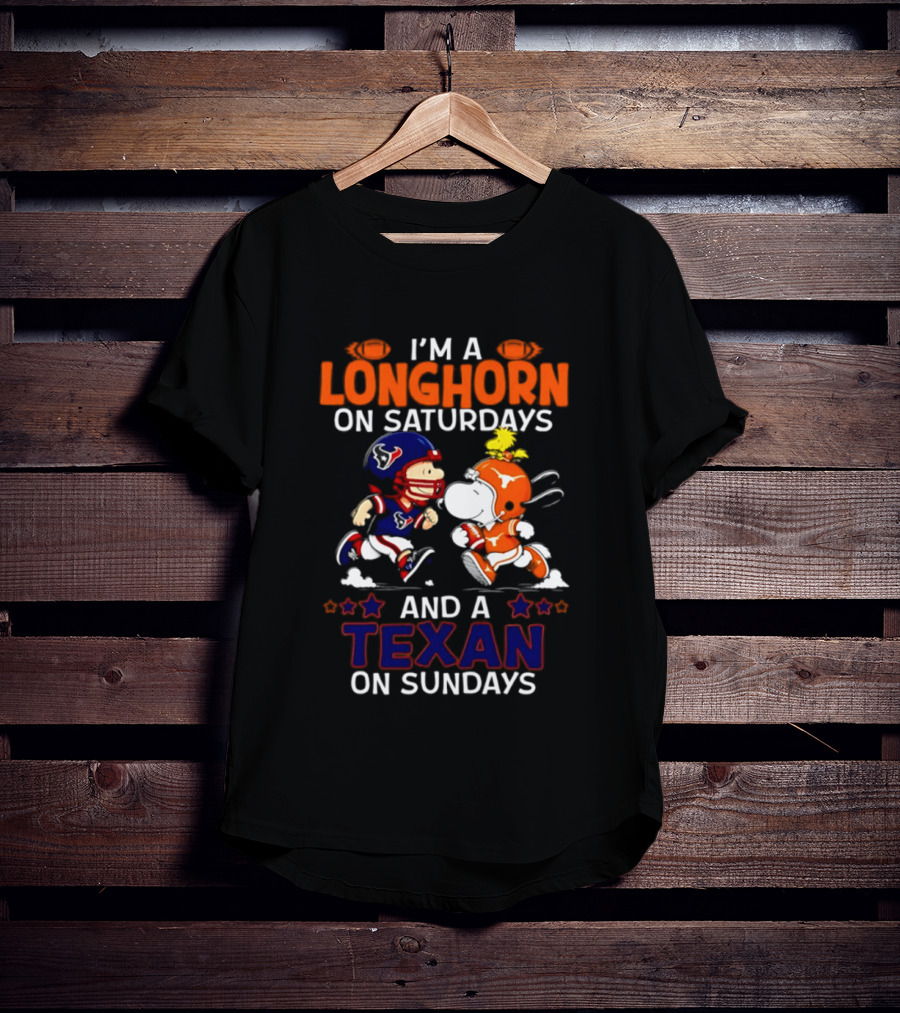 Peanuts I'm A Longhorn On Saturdays And A Texan On Sundays T-Shirt